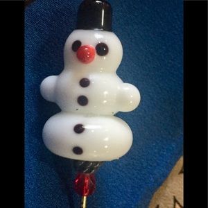 HAT PIN SNOWMAN Broach glass